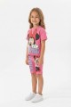 Baskılı Tişört Ve Taytlı Fuşya Takım