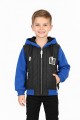  Erkek Çocuk Üç İplik Armalı Kapüşonlu Fermuarlı İçi Termal Kolları Polar Günlük Sweatshirt