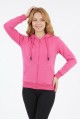 Kadın Üç İplik Şardonsuz Düz Kapüşonlu Fermuarlı Kanguru Cepli Günlük Sweatshirt