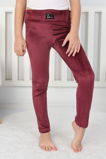 Likralı Kadife Kumaş Arma Detaylı Tayt