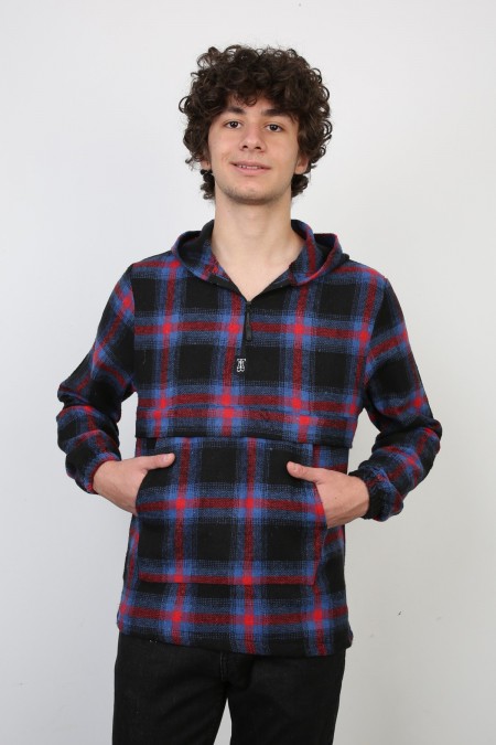 Kapşonlu Yarım Fermuarlı Gömlek 