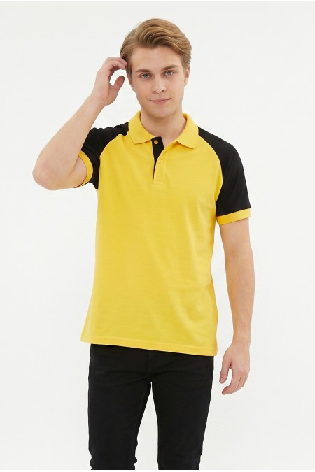 Erkek Reglan Kollu Polo Yaka Kısa Kollu Slim Fit Pamuklu Örme Tişört
