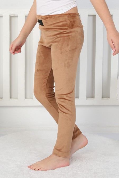 Likralı Kadife Kumaş Arma Detaylı Tayt