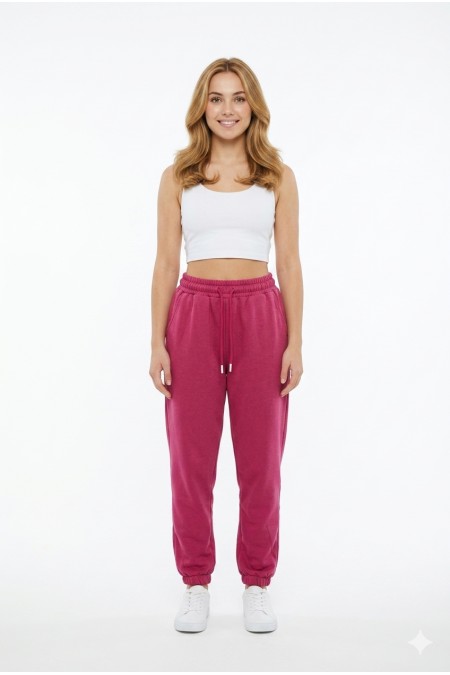 Kadın İki İplik Lastik Paçalı Rahat Kesim Cepli Günlük Spor Alt Eşofman