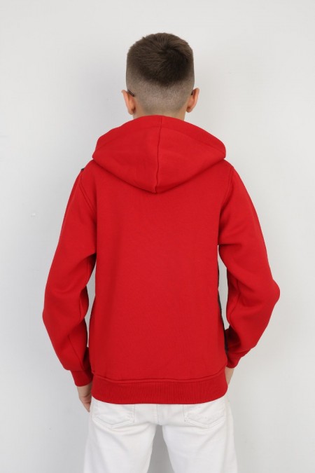 Üç İplik Kapşonlu Fermuarlı İçi Termal Erkek Çocuk Günlük Sweatshirt