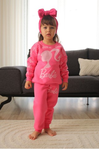 Üç İplik Şardonlu Baskılı Fuşya Takım 