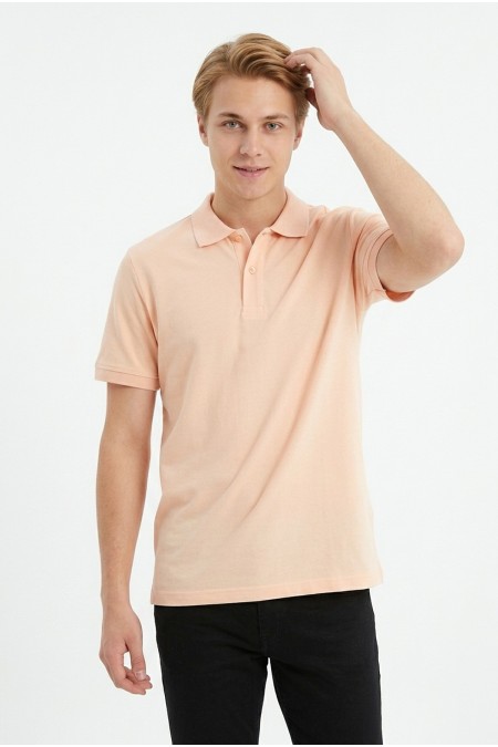 Erkek Basic Polo Yaka Kısa Kollu Slim Fit Pamuklu Örme Tişört