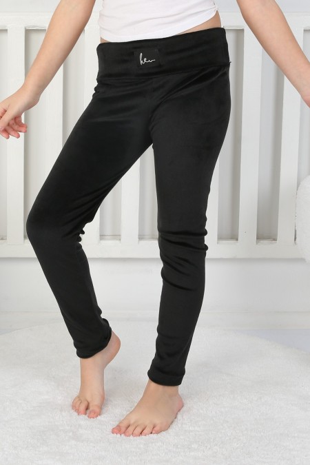 Likralı Kadife Kumaş Arma Detaylı Tayt