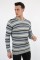 Çizgi Desenli Gri Kazak