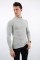 Likralı Boğazlı Gri Sweat