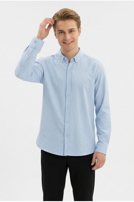 Erkek Armürlü Bengalin Kumaş Uzun Kollu Slim Fit Gömlek 