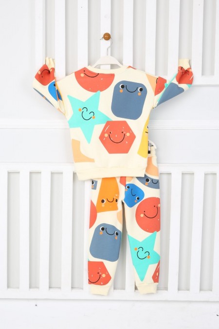 Üç İplik Şardonlu Baskılı Turuncu Takım 