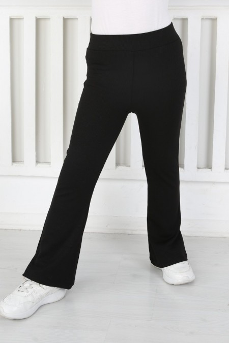 İspanyol Paça Birinci Kalite Fitilli Kumaş Siyah Tayt