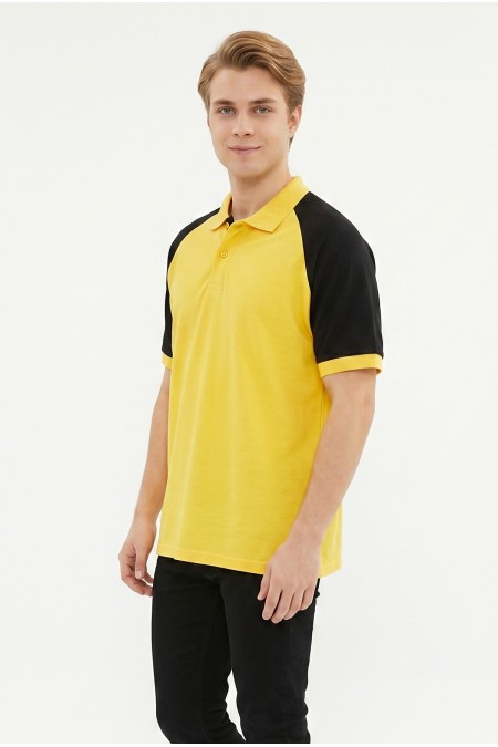 Erkek Reglan Kollu Polo Yaka Kısa Kollu Slim Fit Pamuklu Örme Tişört