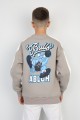 Üç İplik Şardonlu Arka Baskılı Erkek Çocuk Günlük Sweatshirt