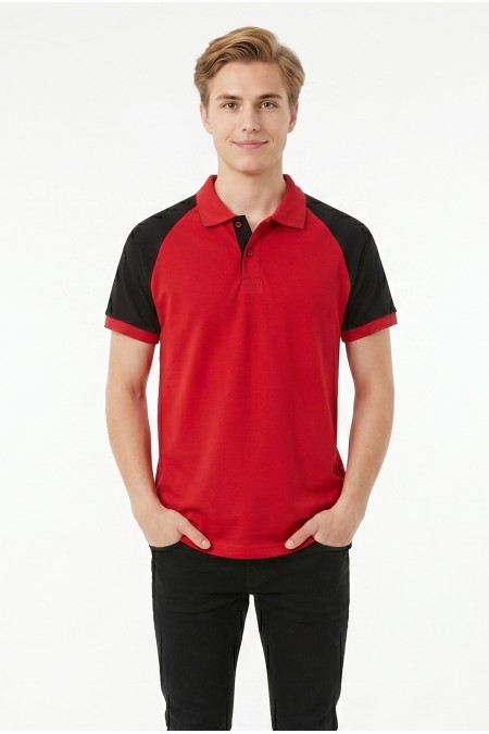 Erkek Reglan Kollu Polo Yaka Kısa Kollu Slim Fit Pamuklu Örme Tişört