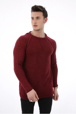 Düz Kalın Bordo Kazak