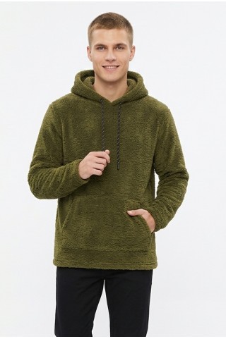 Erkek Kapüşonlu Kanguru Cepli Günlük Pelüş Sweatshirt