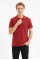 Erkek Kendinden Desenli Polo Yaka Kısa Kollu Slim Fit Dokulu Örme Tişört