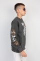 Üç İplik Şardonlu Baskılı Kanguru Cepli Erkek Çocuk Günlük Sweatshirt