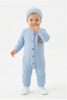 Şardonlu Bear Düğmeli Şapkalı Mavi Tulum 