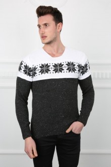 Kar Desenli Antrasit Kazak