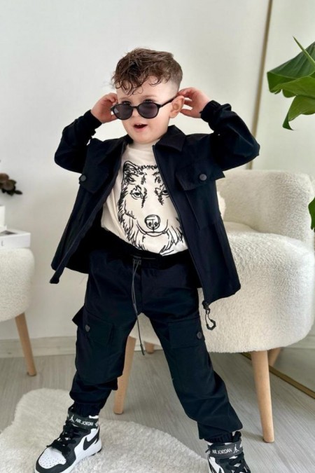 Paraşüt Üçlü Siyah Takım 