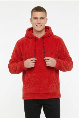 Erkek Kapüşonlu Kanguru Cepli Günlük Pelüş Sweatshirt