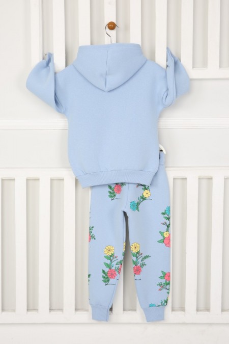 Üç İplik Kpşonlu Şardonlu Baskılı Mavi Takım 