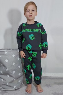 Üç İplik Şardonlu Baskılı Antrasit Takım 