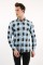 Büyük Kare Likralı Mavi Gömlek