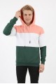 Erkek Üç İplik Şardonlu Kapüşonlu Parçalı Kanguru Cepli Günlük Sweatshirt