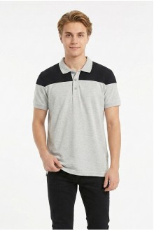 Erkek Omuz Panel Detaylı Polo Yaka Kısa Kollu Slim Fit Dokulu Örme Tişört