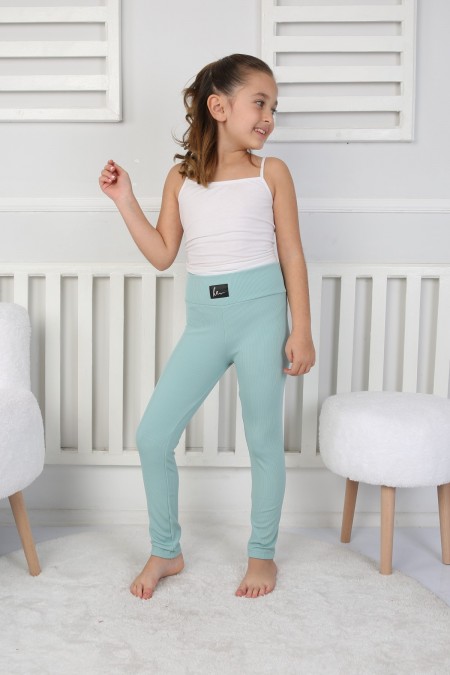 Şardonlu Fitilli Kumaş Arma Detaylı Mint Tayt