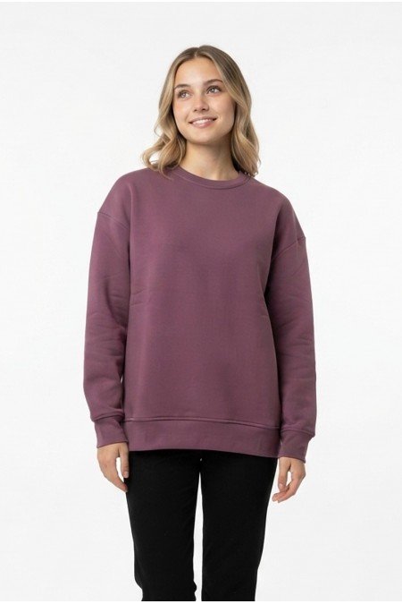 Kadın Şardonlu Bisiklet Yaka Oversize Günlük Rahat Kesim Sweatshirt