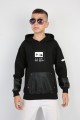 İki İplik Kapşonlu Baskılı Erkek Çocuk Günlük Sweatshirt