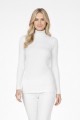 Kadın Beyaz Balıkçı Yaka Uzun Kollu Fitilli Slim Fit Şık Günlük Triko Body