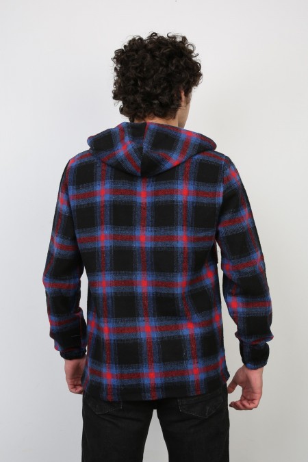 Kapşonlu Yarım Fermuarlı Gömlek 