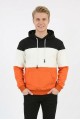 Erkek Üç İplik Şardonlu Kapüşonlu Parçalı Kanguru Cepli Günlük Sweatshirt