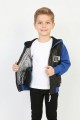  Erkek Çocuk Üç İplik Armalı Kapüşonlu Fermuarlı İçi Termal Kolları Polar Günlük Sweatshirt