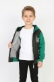  Erkek Çocuk Üç İplik Armalı Kapüşonlu Fermuarlı İçi Termal Kolları Polar Günlük Sweatshirt