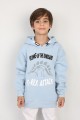 Üç İplik Şardonlu Baskılı Kapşonlu Erkek Çocuk Günlük Sweatshirt