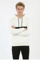 Erkek Üç İplik Kapşonlu Kalın Çizgili Kanguru Cepli Günlük Sweatshirt
