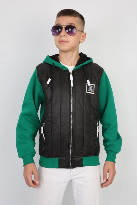Üç İplik Kapşonlu Fermuarlı İçi Termal Erkek Çocuk Günlük Sweatshirt