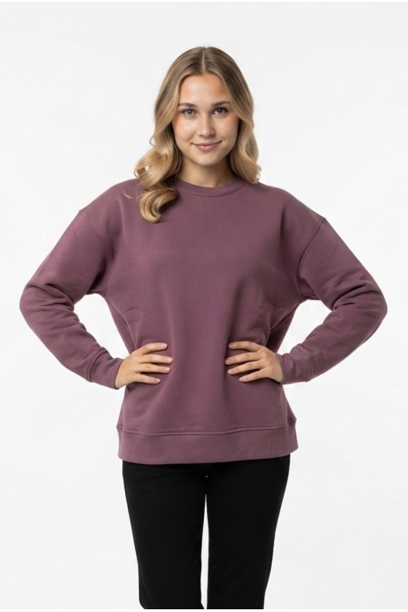 Kadın Şardonlu Bisiklet Yaka Oversize Günlük Rahat Kesim Sweatshirt