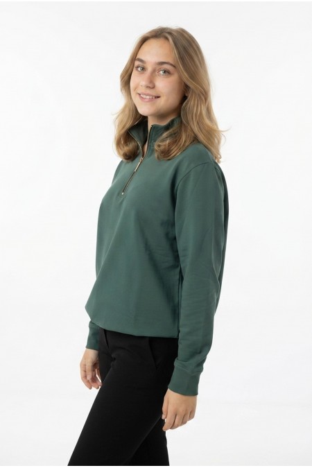 Kadın Yarım Fermuarlı Yuvarlak Yaka Günlük Rahat Kesim Sweatshirt