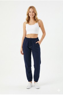 Kadın İki İplik Lastik Paçalı Rahat Kesim Cepli Günlük Spor Alt Eşofman