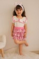 Bebe Yaka Tişört Ve Pullu Etekli Pembe Takım