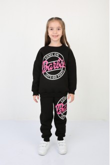 Üç İplik Şardonlu Baskılı Siyah Takım 