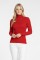 Kadın Kırmızı Balıkçı Yaka Uzun Kollu Fitilli Slim Fit Şık Günlük Triko Body